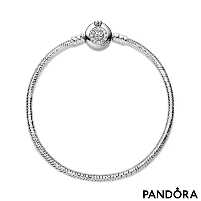 Brățară tip lanț clasic strălucitoare cu O cu coroană Pandora Moments