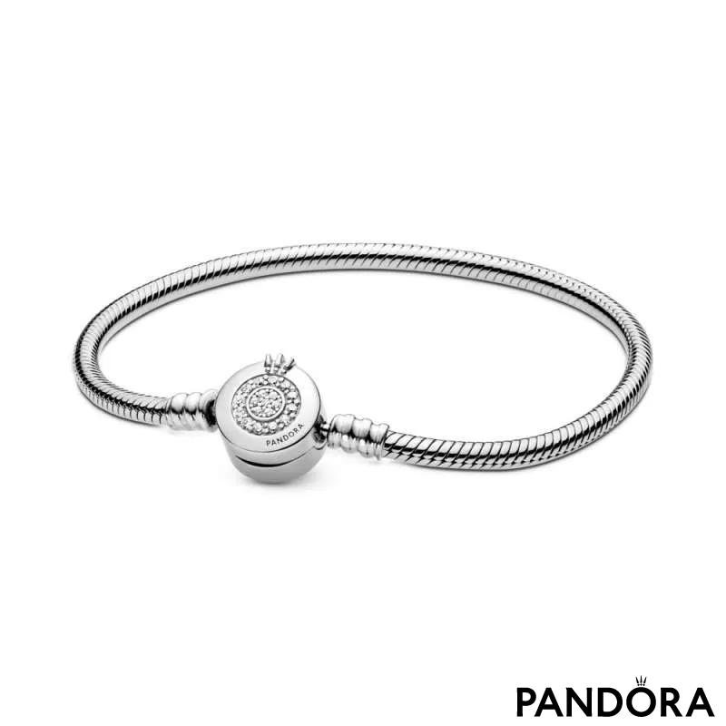 Brățară tip lanț clasic strălucitoare cu O cu coroană Pandora Moments