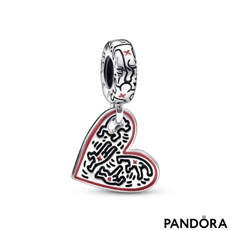 Talisman de tip pandantiv cu inimă Oameni Keith Haring™ x Pandora 