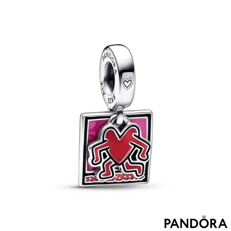 Talisman de tip pandantiv dublu cu inimă aflată în mers Keith Haring™ x Pandora