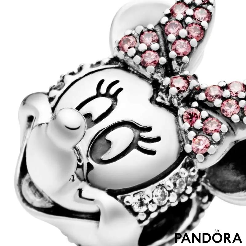 Talisman cu fixare ușoară tip pavé Funda roz a lui Minnie Mouse de la Disney