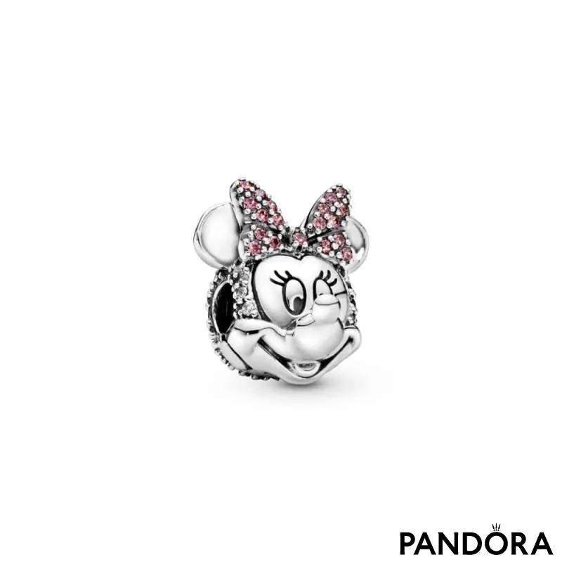 Talisman cu fixare ușoară tip pavé Funda roz a lui Minnie Mouse de la Disney